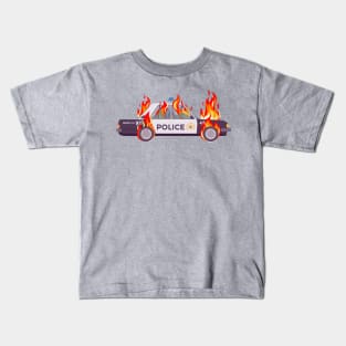 Flaming Cop Car Kids T-Shirt